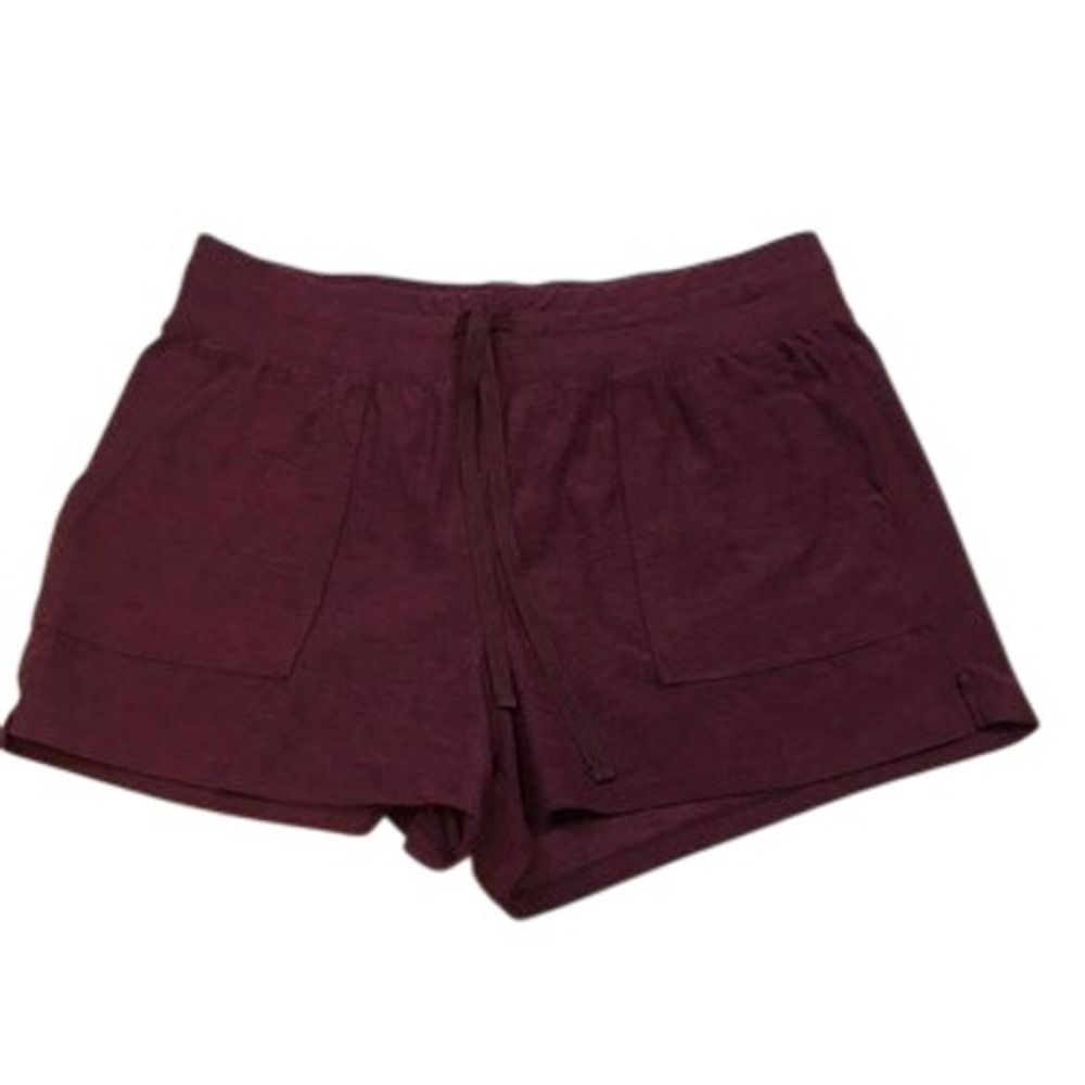90 Degree Reflex Lounge Shorts Womens M Merlot Heather Purple Workout Gym Pocket